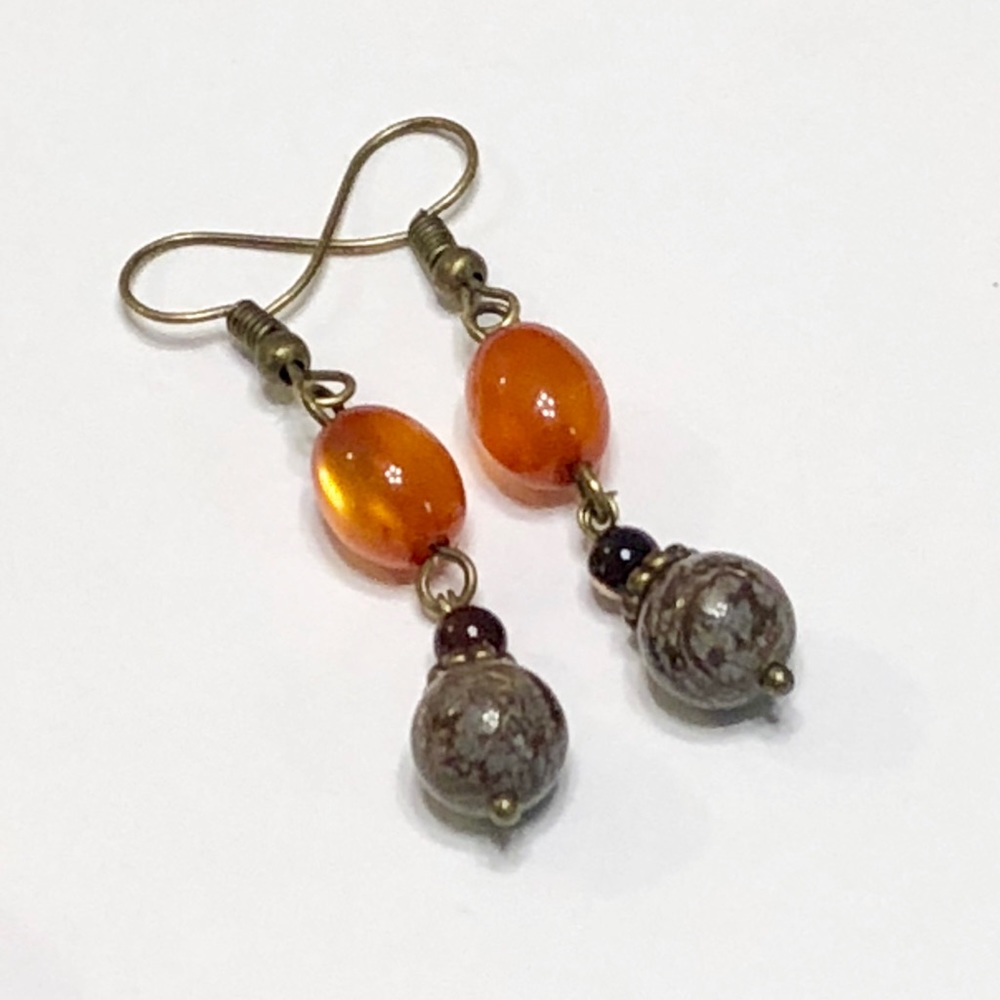 Orange Cappuccino Jasper Earrings - Picture 2 of 5